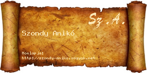 Szondy Anikó névjegykártya